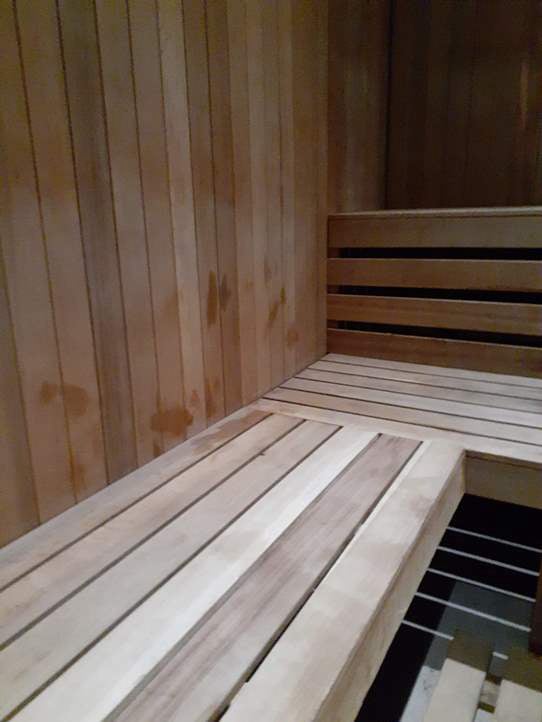 Sauna heater cleaning by skilled technician