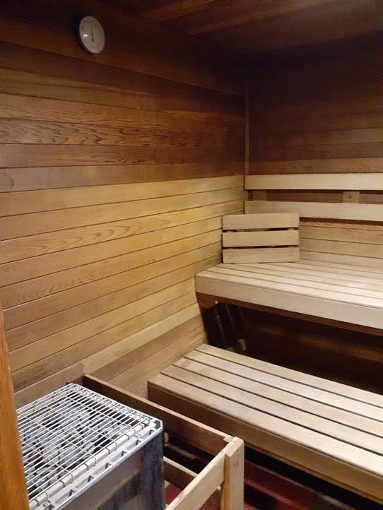 Inside view of a steam room being serviced